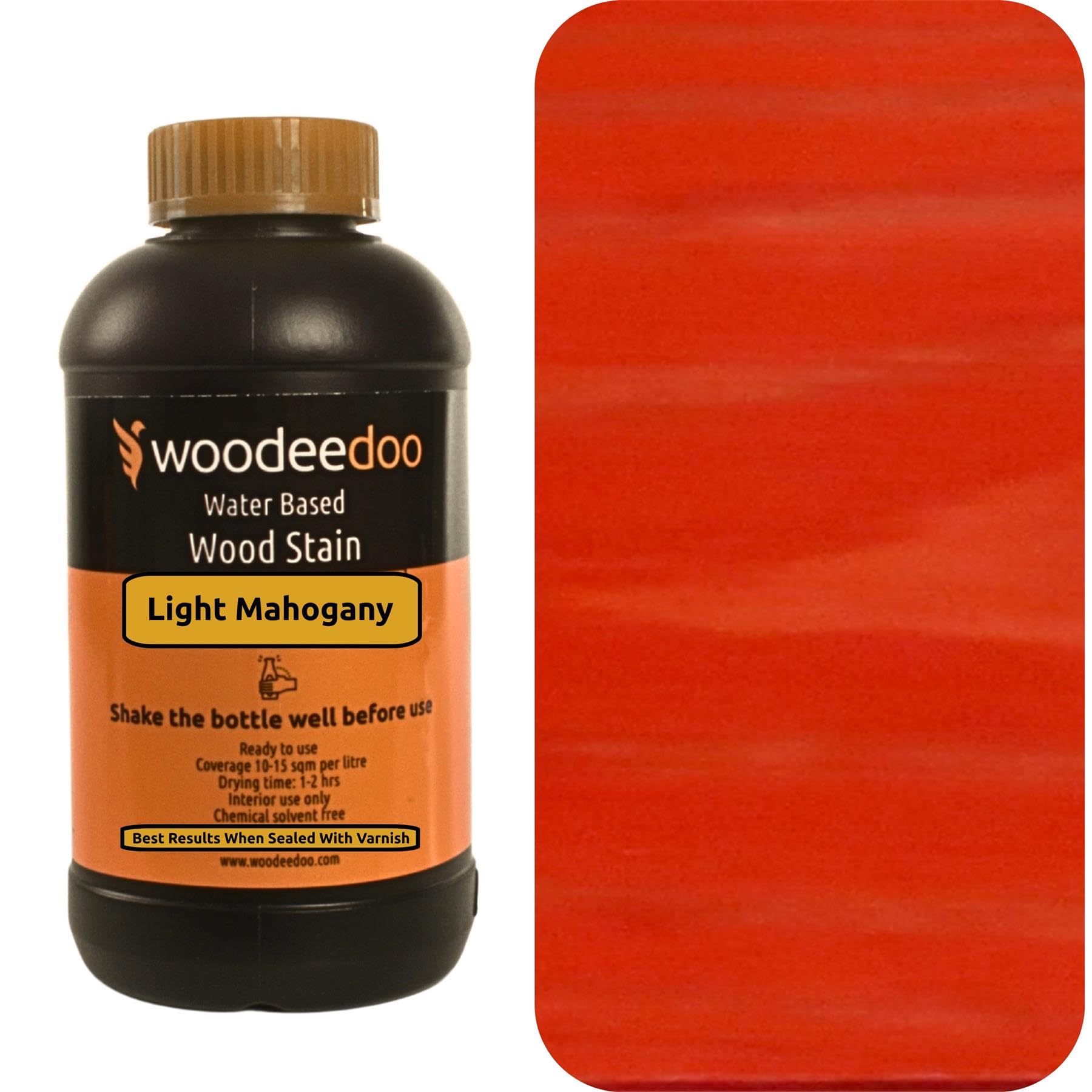 Woodeedoo Light Mahogany Water Based Wood Stain | Wood Dye | Ready To Use | Environmentally Friendly | Solvent Free | Odour Free | 450 Ml |