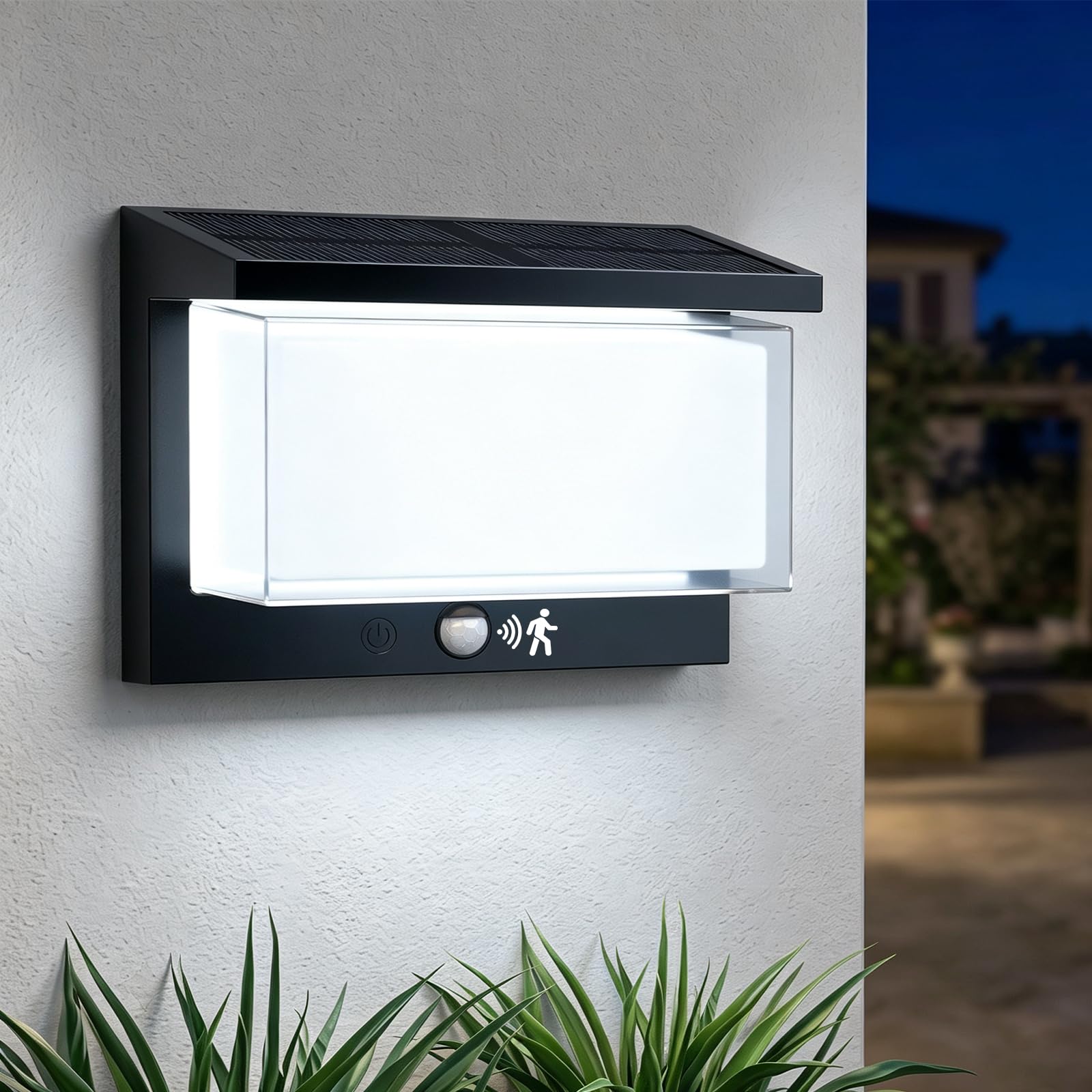 Lámpara exterior con sensor de movimiento aplique de pared exterior IP65 3 modos 8
