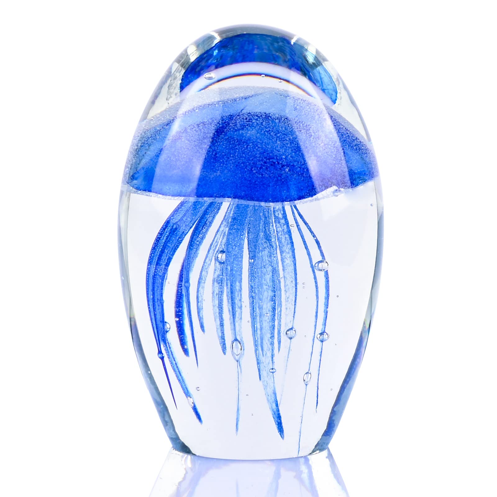 Ingbear Hand Blown Glass Jellyfish Figurines Ornament,Crystal Figurines