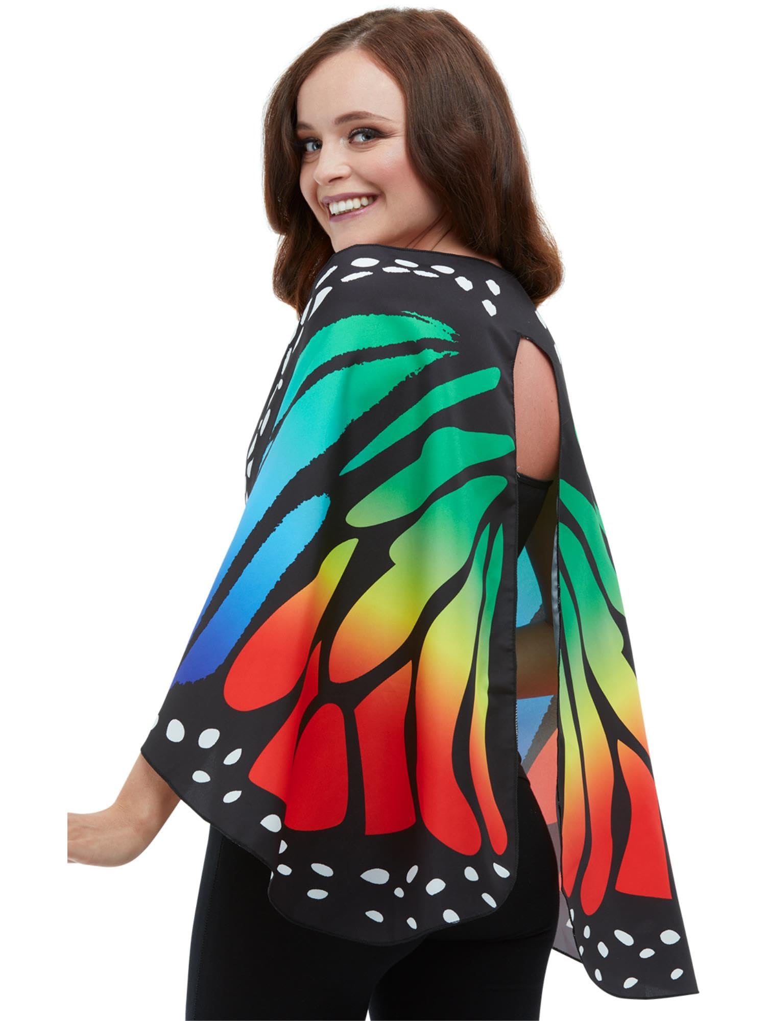 Smiffys Monarch Butterfly Fabric Wings, Multi-Coloured 140cm/55in, Fairytale, Wings and Wands Fancy Fancy Dress, Adult Dress Up Accessories