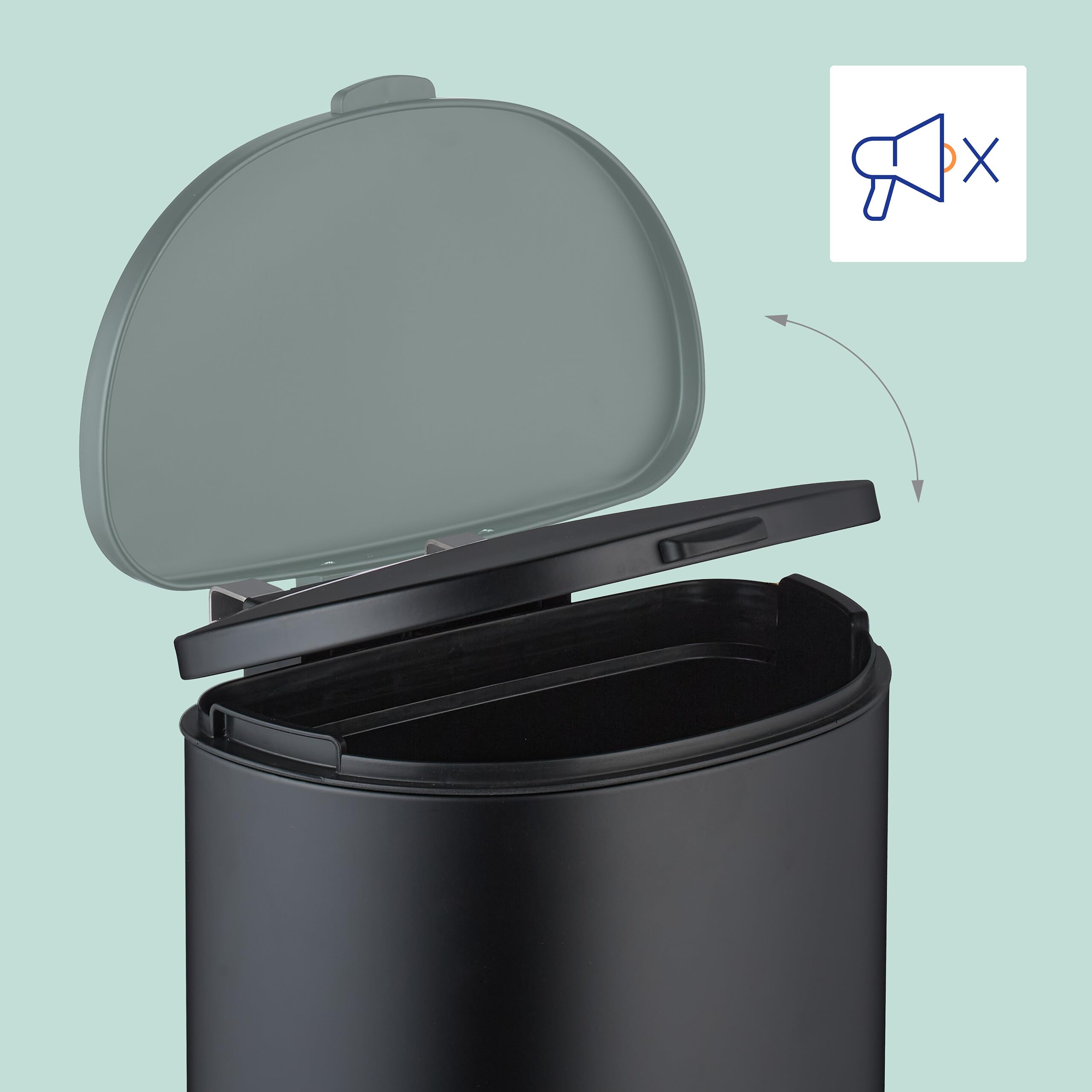 Relaxdays Cubo de Basura Colgante, 9 L, Cierre Automático, Papelera Interior Extraíble, Montaje Pared, Basurero, Negro