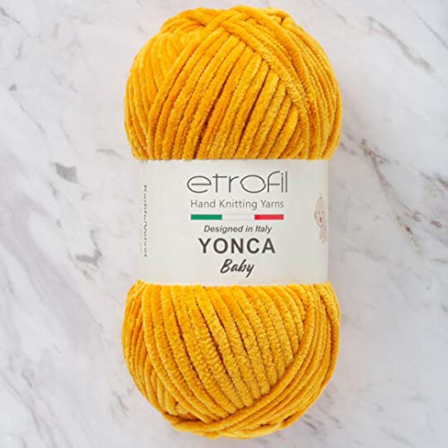 5 Skein (Pack) Etrofil Yonca Chenille Yarn, 100% Polyester, Each Skein 100 gr (3.5 oz), 120 m (131 yd), 6 : Super Bulky (Yellow- 70213)