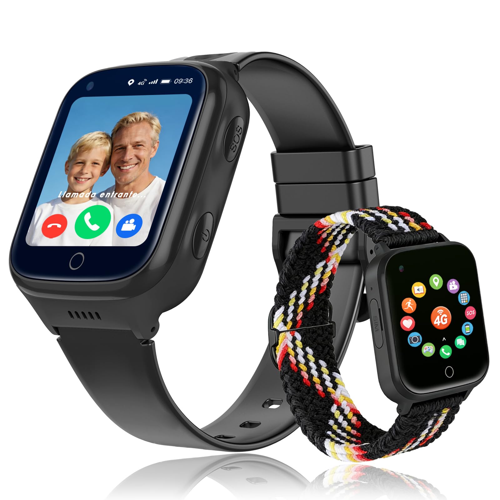 4G Reloj Inteligente Niño para Niños Niñas - GPS y Llamadas SOS | Videollamada Teléfono Movil Chat Calculadora Despertador Juego Podometro - Digital Smartwatch Reloj Inteligente Niña Regalo