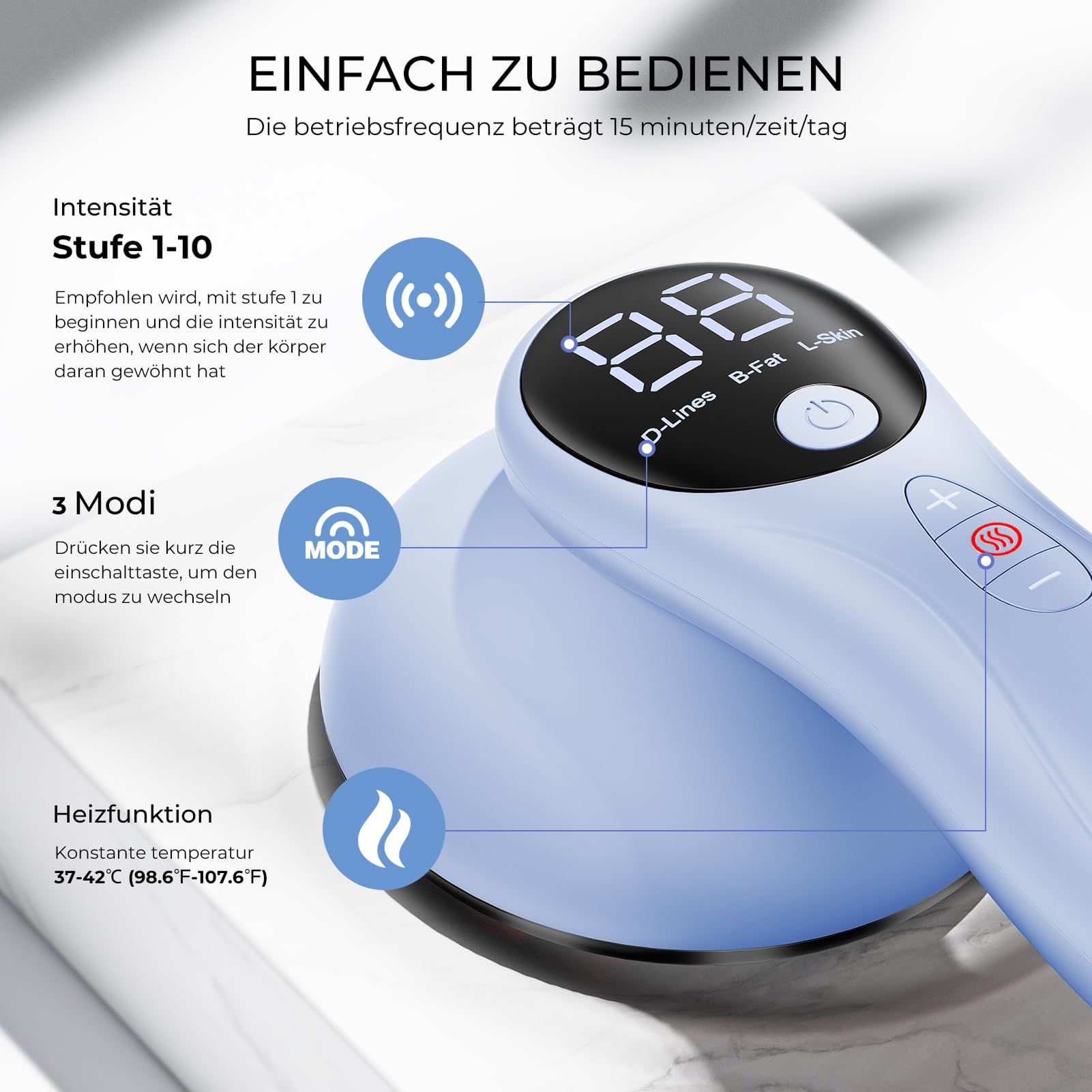 Massagegerät Cellulite Massage Anti Handmassagegerät, VerfüGt über 4 MassageköPfe mit GrößEren Bereichen für Bauch, Taille, Arme, Beine, Gesäß, Weihnachtsgeschenke (Blau)