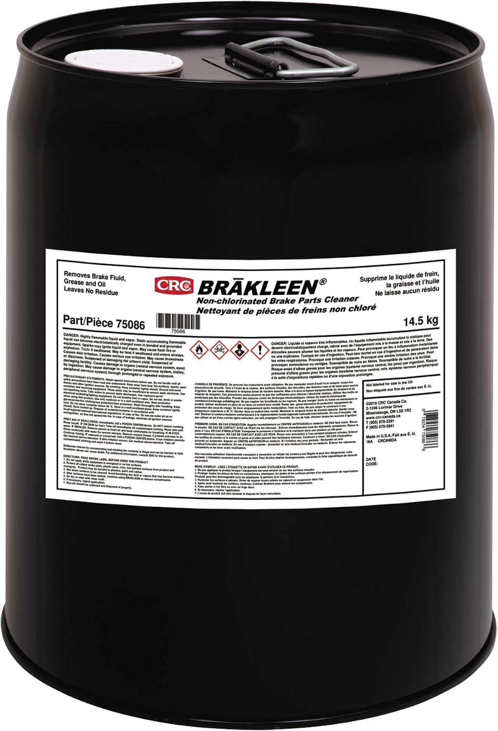 Brakleen(R) Brake Parts Cleaner NonChlorinated, Pail Amazon.ca