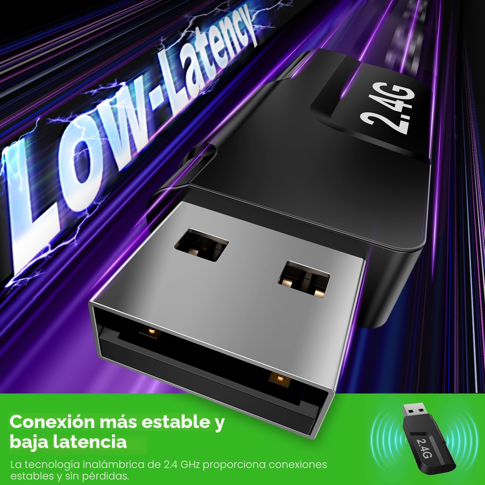 WESEARY WG2 Cascos Gaming Inalambricos, Auriculares Gaming Inalambricos de 2.4G para PS5, PS4, PC, Switch, Sonido Estéreo 7.1 Auriculares con Microfono, Cascos PS5 con Luz RGB, Duración 50Hr+