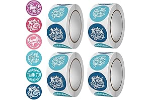 2000 Pcs 6 Designs 2 Inch Thank You Stickers for Packaging