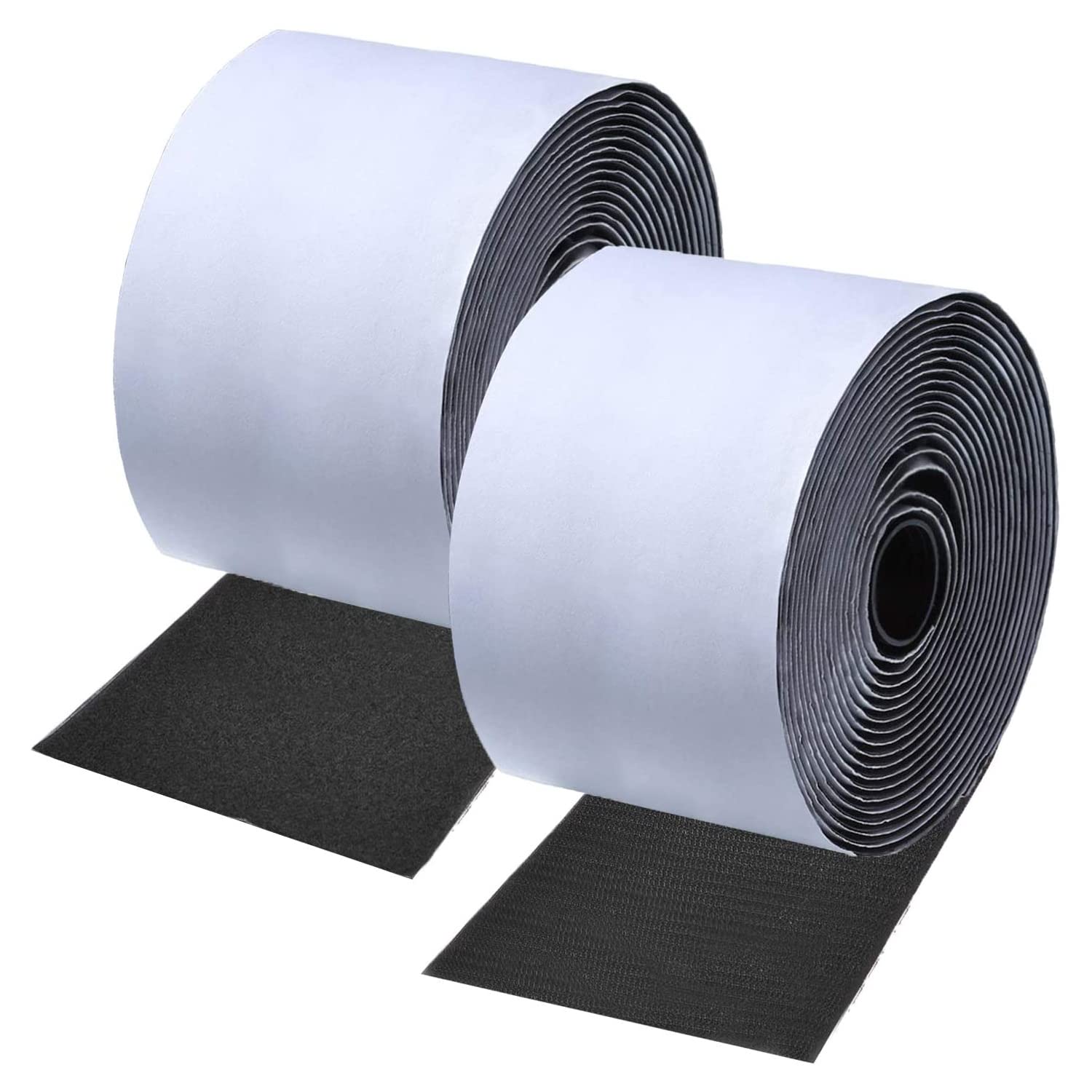 11CM x 2M Self Adhesive Hook and Loop Straps, Premium Strong Versatile Sticky Pads Fastening Tape, DIY Craft Around Home and Office(Black)