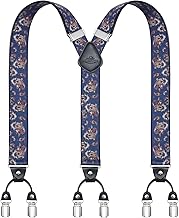 Braces Men's Braces for Trousers with 6 Strong Metal Clips, Y Back Adjustable Braces Braces Heavy Duty Elastic Men's Braces