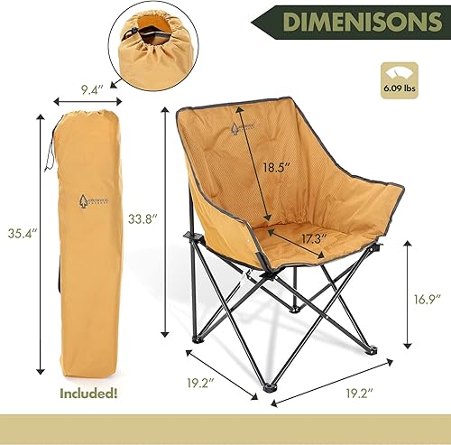 Miniatura 3 de ARROWHEAD OUTDOOR Silla plegable portátil para camping, compacta, resistente, marco de acero, soporta hasta 250 libras, incluye bolsa de transporte,