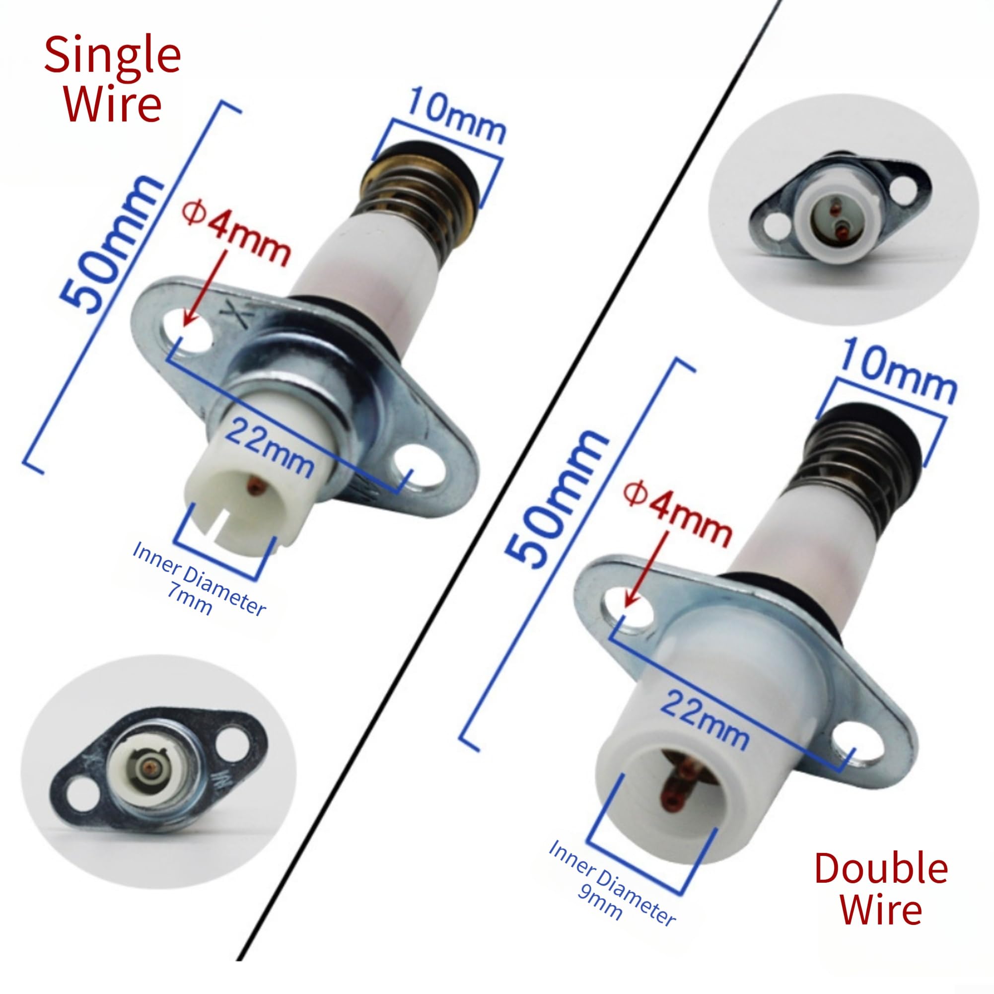 Electrodos de Cerámica Bujías Encendido Piezoeléctrico Pin 19.5mm Cabeza 9mm para Dispositivo Electrónico(Single line)