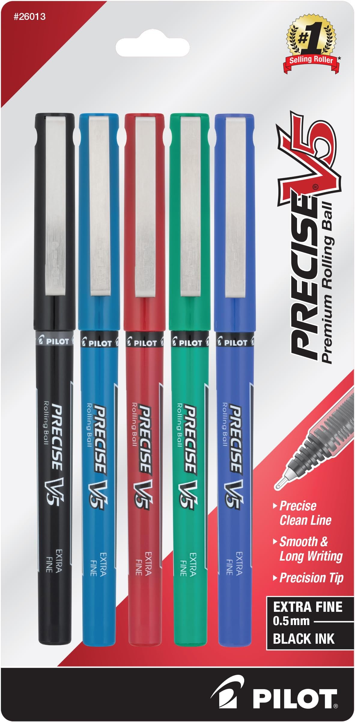 パイロット Precise V5 スティックローラーボールペン 5-Pack