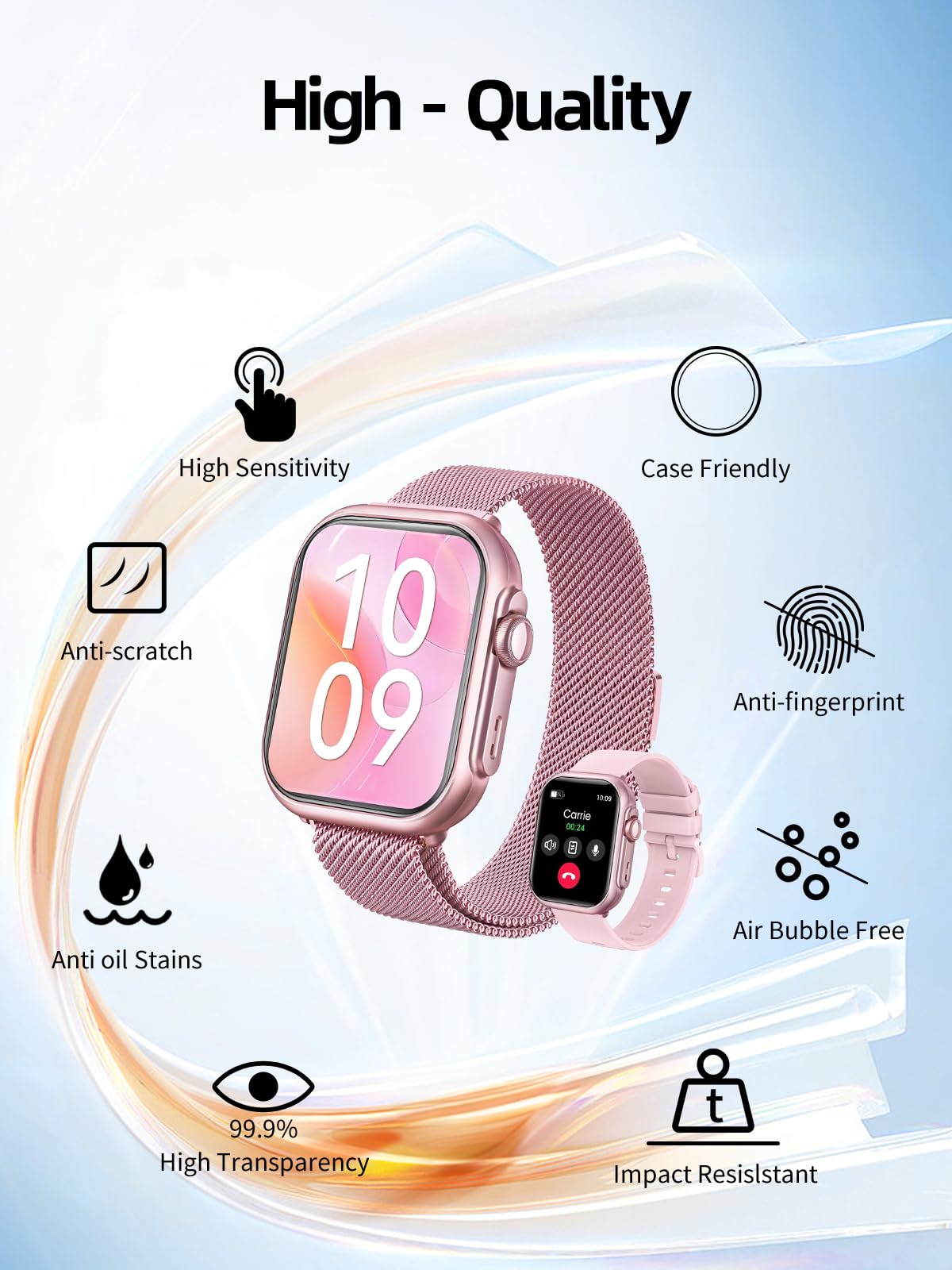 BOVUGAC Pellicola protettiva per smartwatch SWGOTA G62 da 1,85 pollici, in TPU trasparente, compatibile con smartwatch SWGOTA G62, antigraffio, ultra sottile, confezione da 6