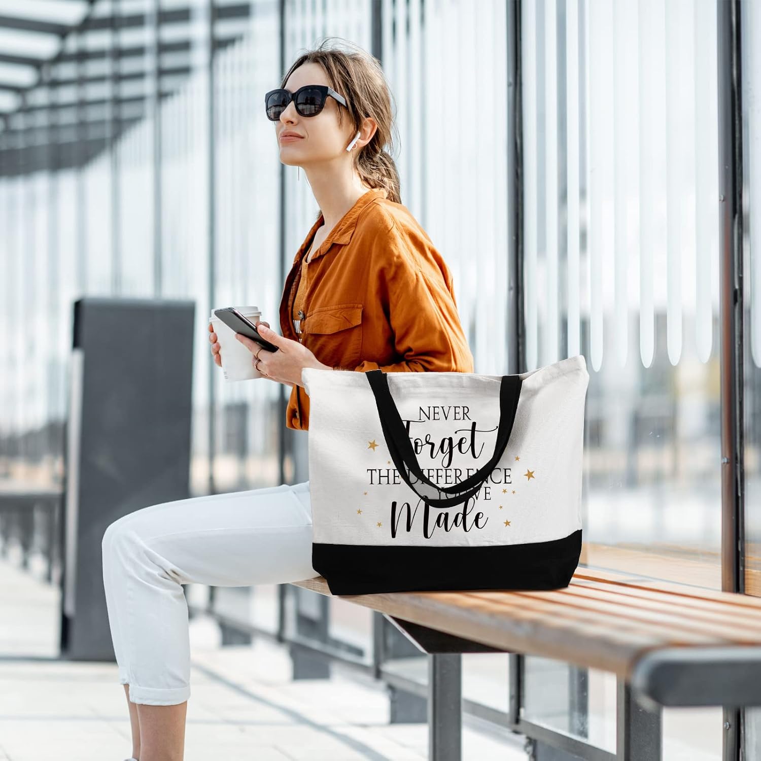 Cunno 6 Pcs Thank You Canvas Bag for Women Social Worker Appreciation Gift Reusable Grocery Bags for Coworker Nurse Employee - Image 5