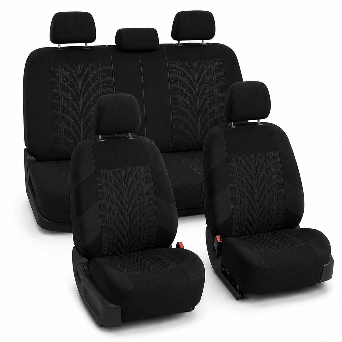 Full Set Travel Master Car Seat Covers, Airbag and Split Rear Car Seat Cover Universal Fit Interior Accessories for Cars Trucks SUV, Automotive Seat Covers,Black