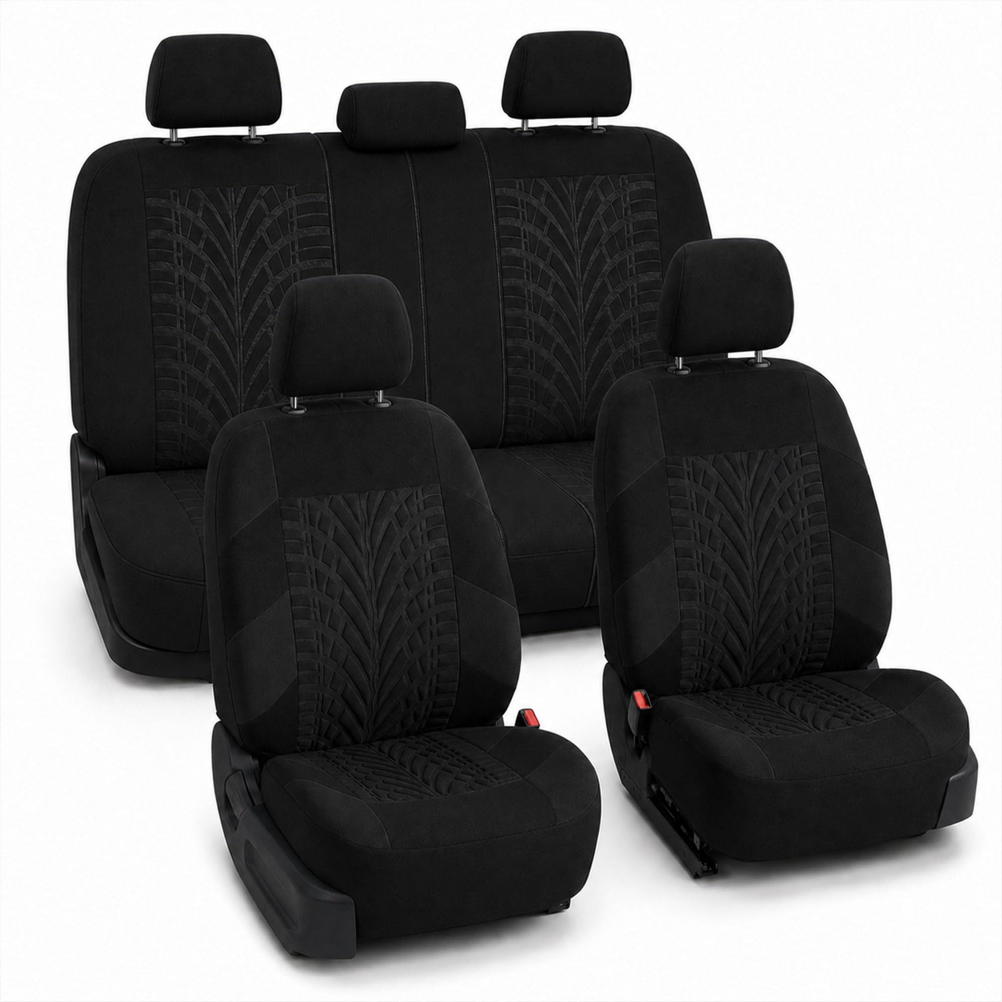 FH GROUP Set completo di coprisedili per auto, in tessuto di alta qualità, universali, coprisedili anteriori con schienale basso, compatibili con airbag, sedile posteriore diviso, lavabile, per SUV,