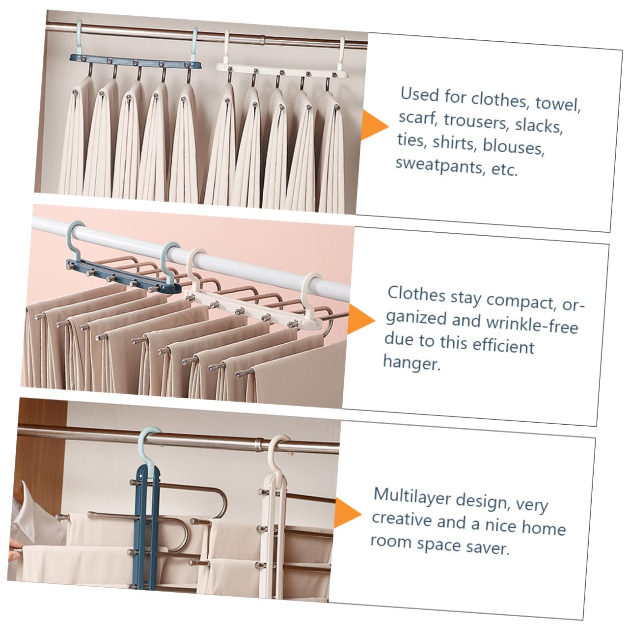 HOOTNEE 1pc Hook Sweater Hanger Hangers for Jeans Clothes Drying Hangers Heavy Duty Hangers Multifunctional Pants Rack Multi- Layer Hanger Jeans Hangers Stainless Steel Blue