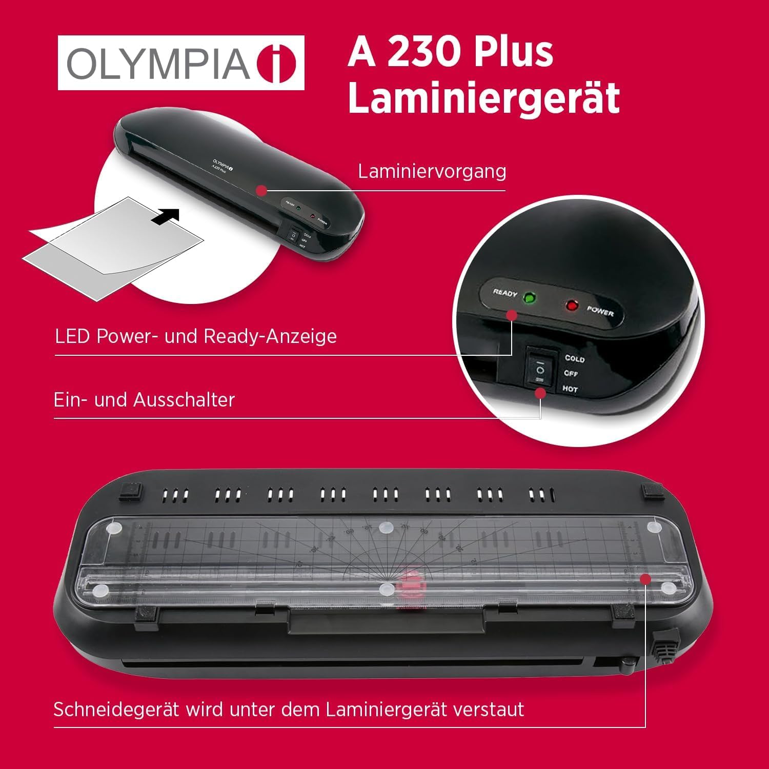 Olympia A 230 Plus Set 4 en 1 Plastifieuse Noir