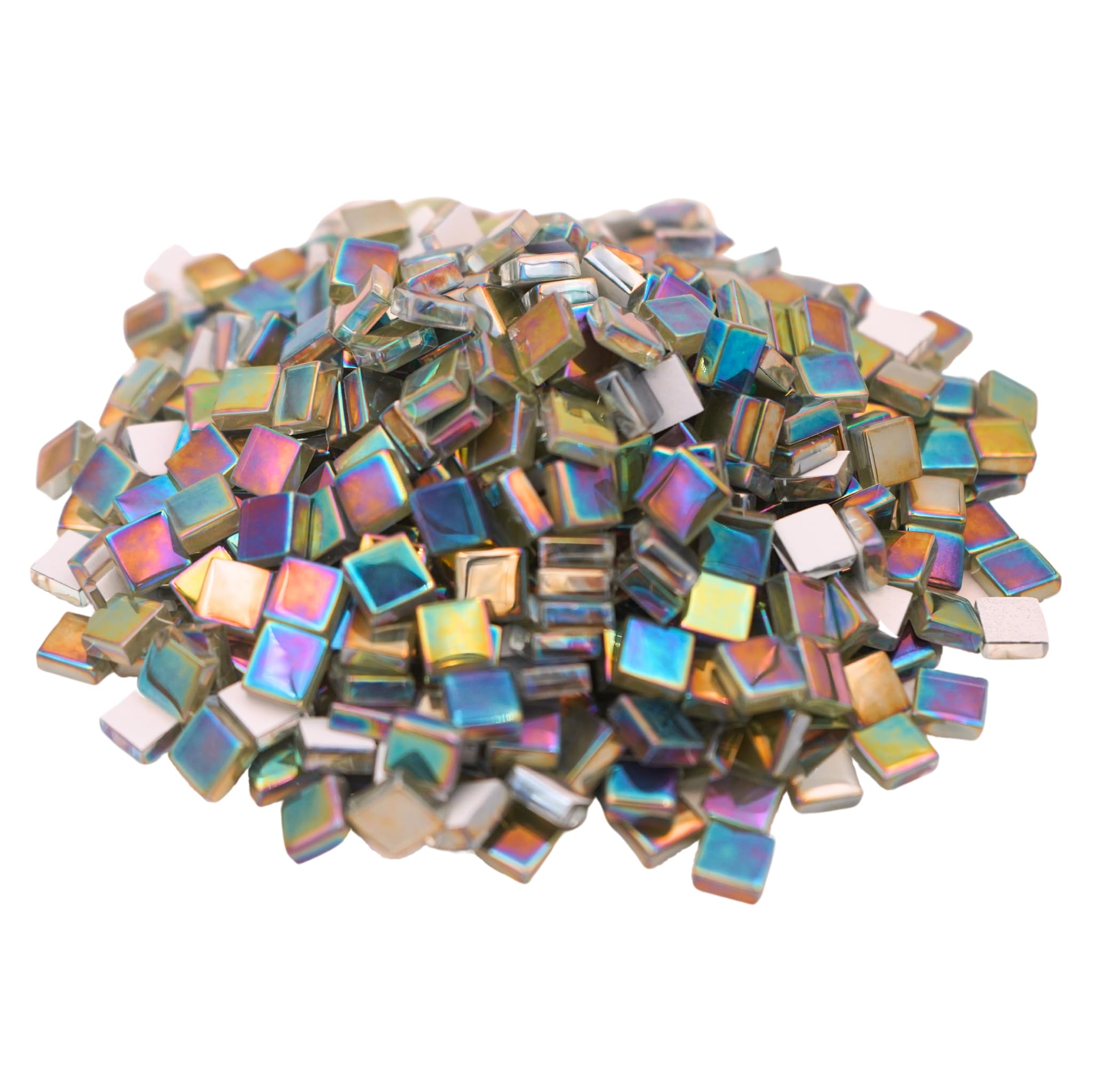 Yuvori 1.1 lbs Square Crystal Mosaic Tiles, 0.39 inch, DIY, for Bathroom, Living Room, Kitchen, Balcony (Iridescent Gray)