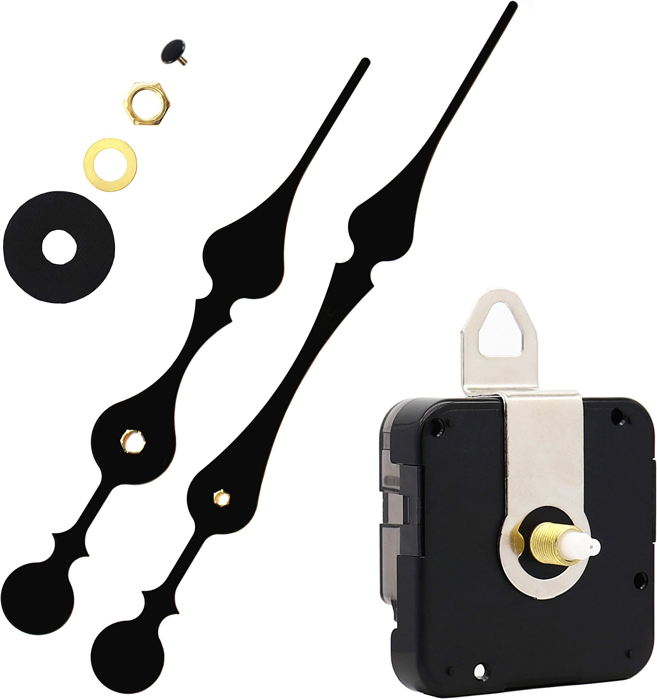 TIKROUND Quartz DIY Wall Clock Movement Mechanism DIY Repair Parts Replacement,Fit Dials up to 40 cm/15.7 Inches in Diameter.(Black Hands)