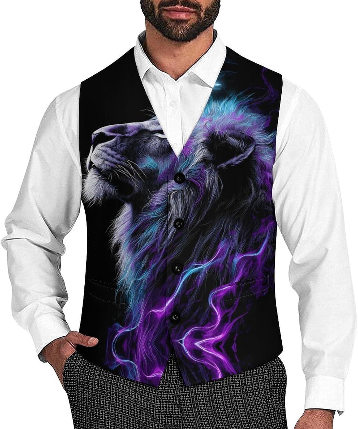 God Lion Men's Suit Vest Formal Vests Casual Dress Fit Waistcoat Casual Tuxedo for Business