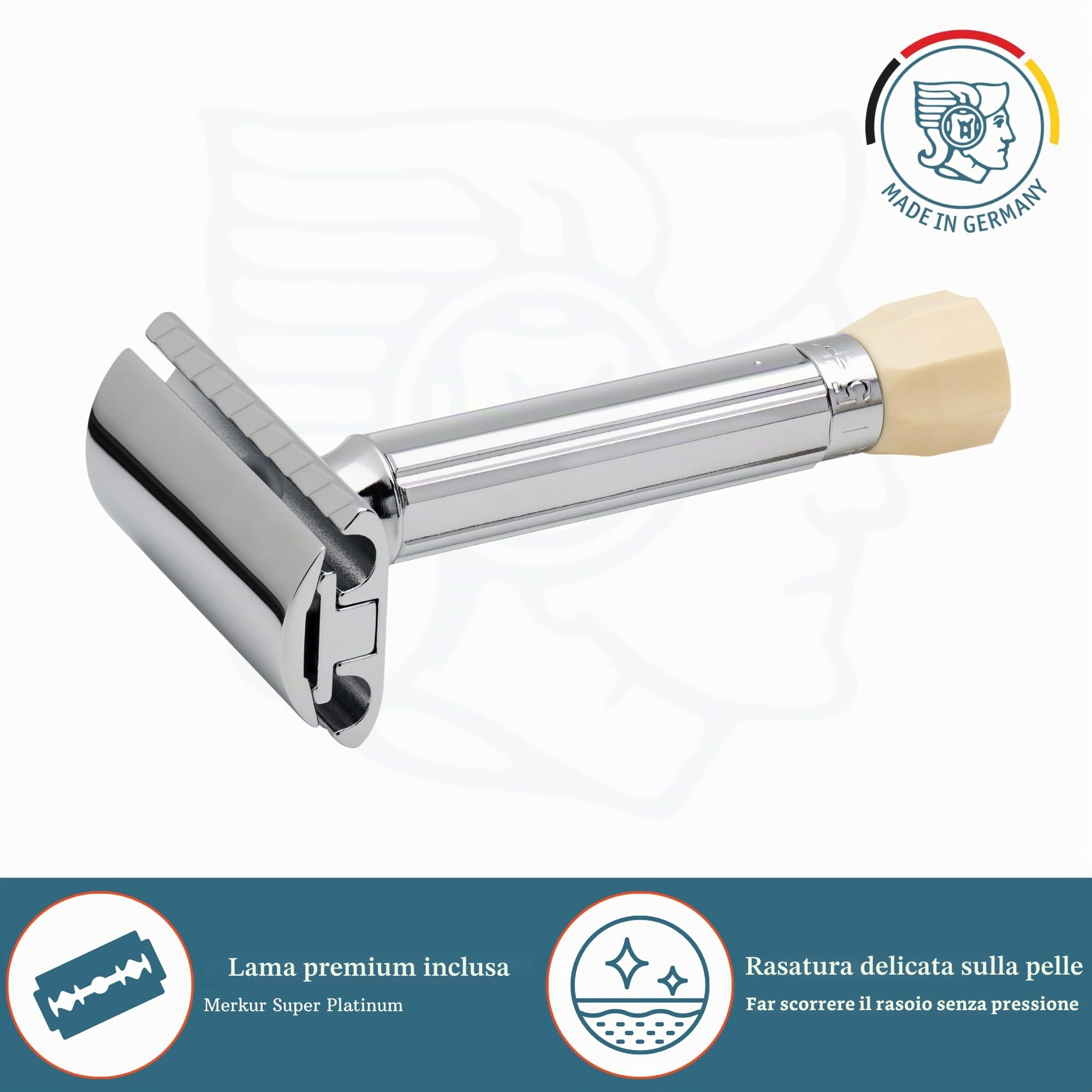 Merkur Razor, Straight Comb, Adjustable, articolo pensato per l’uso quotidiano, si integra senza difficoltà nelle abitudini quotidiane perfetto per chi desidera una routine di cura semplice e costante