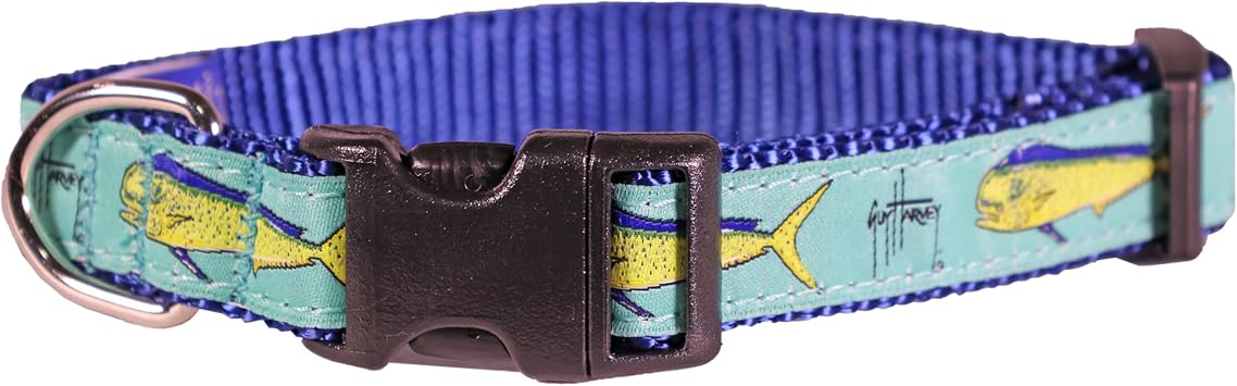 Guy Harvey Dog Collars Seafoam Bull Dolphin, Small 34 11-18