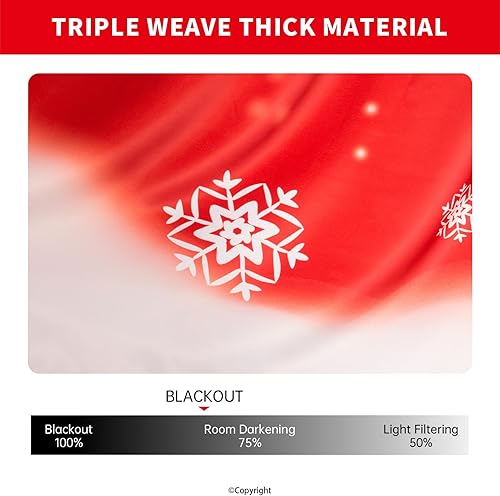 Miniatura 5 de Cortinas de Navidad con copos de nieve para sala de estar, 52 x 84 pulgadas, 2 paneles, cortinas opacas con ojales impresos, cortinas opacas con