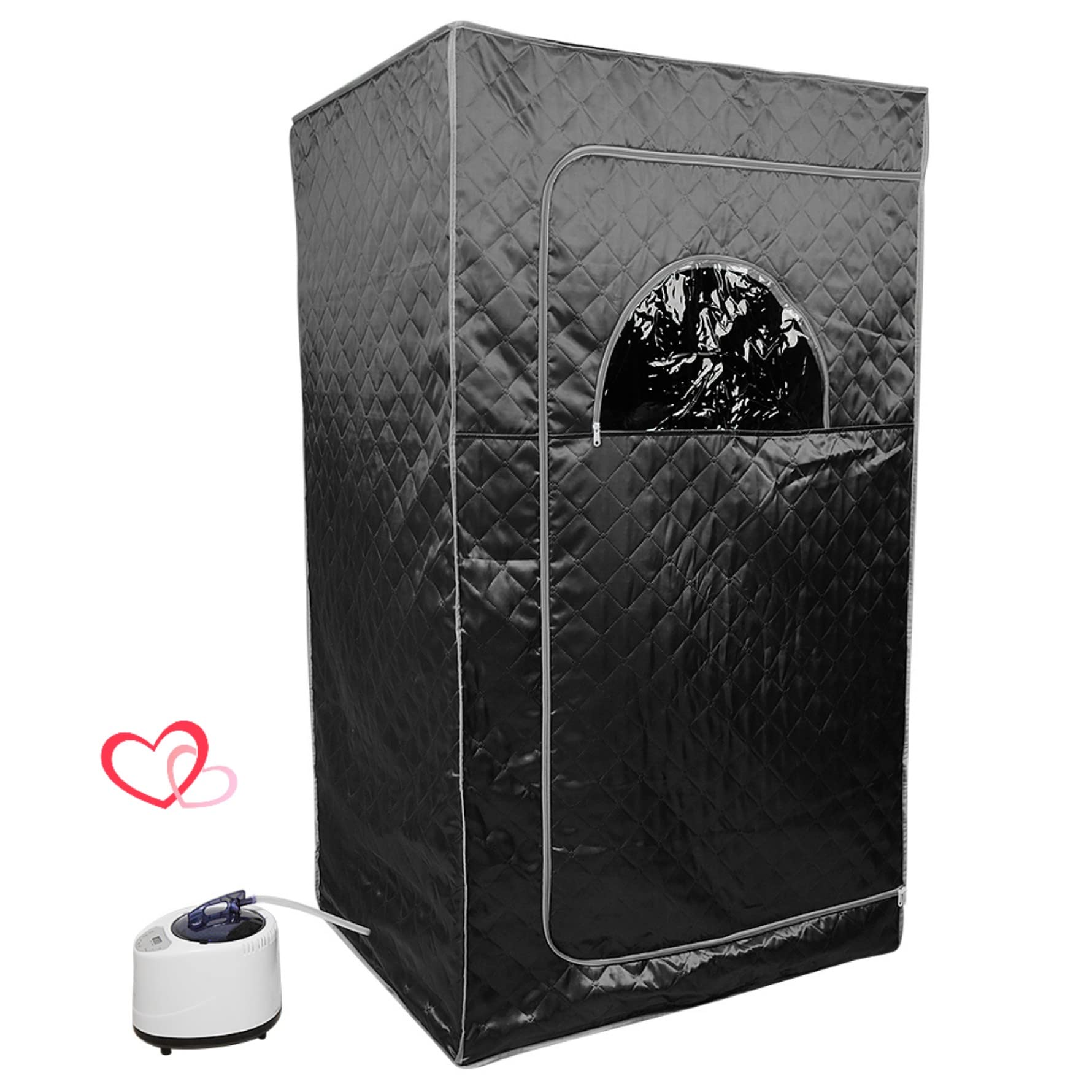Sauna à Vapeur Portable Pliable pour Une Personne avec Télécommande, Noir