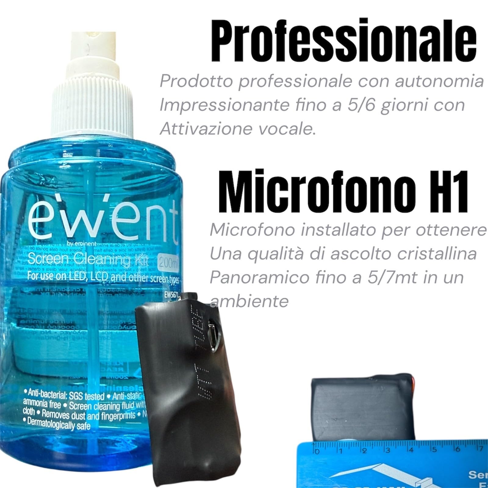 Micro Registratore spia audio professionale digitale 6 giorni, Attivazione vocale, vocale professionale riunioni, università lunga autonomia