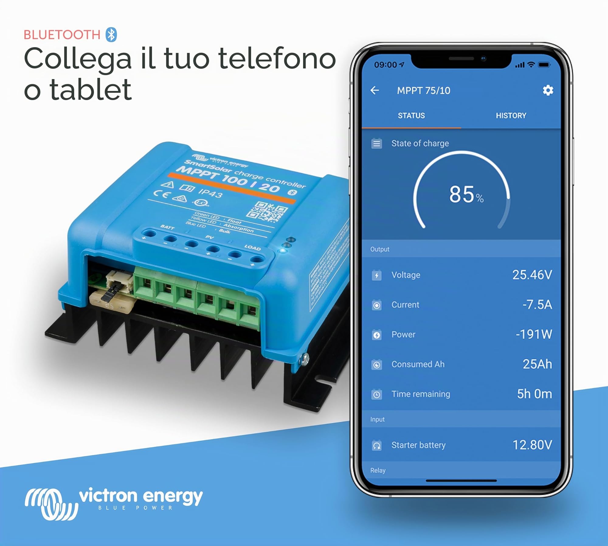 Victron Energy SmartSolar MPPT - Regolatore di carica solare 100 V, 20 Amp 12/24/48 Volt (Bluetooth)