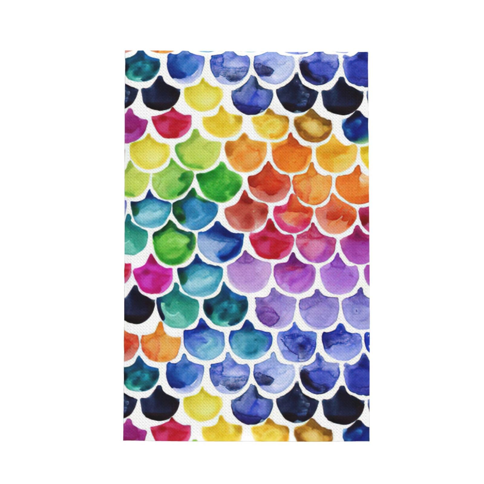 CKGODGF Mermaid Fish Scale Print Absorbent Waffle Dishcloths,Kitchen Towels With Hanging Loops,Tea Towels.