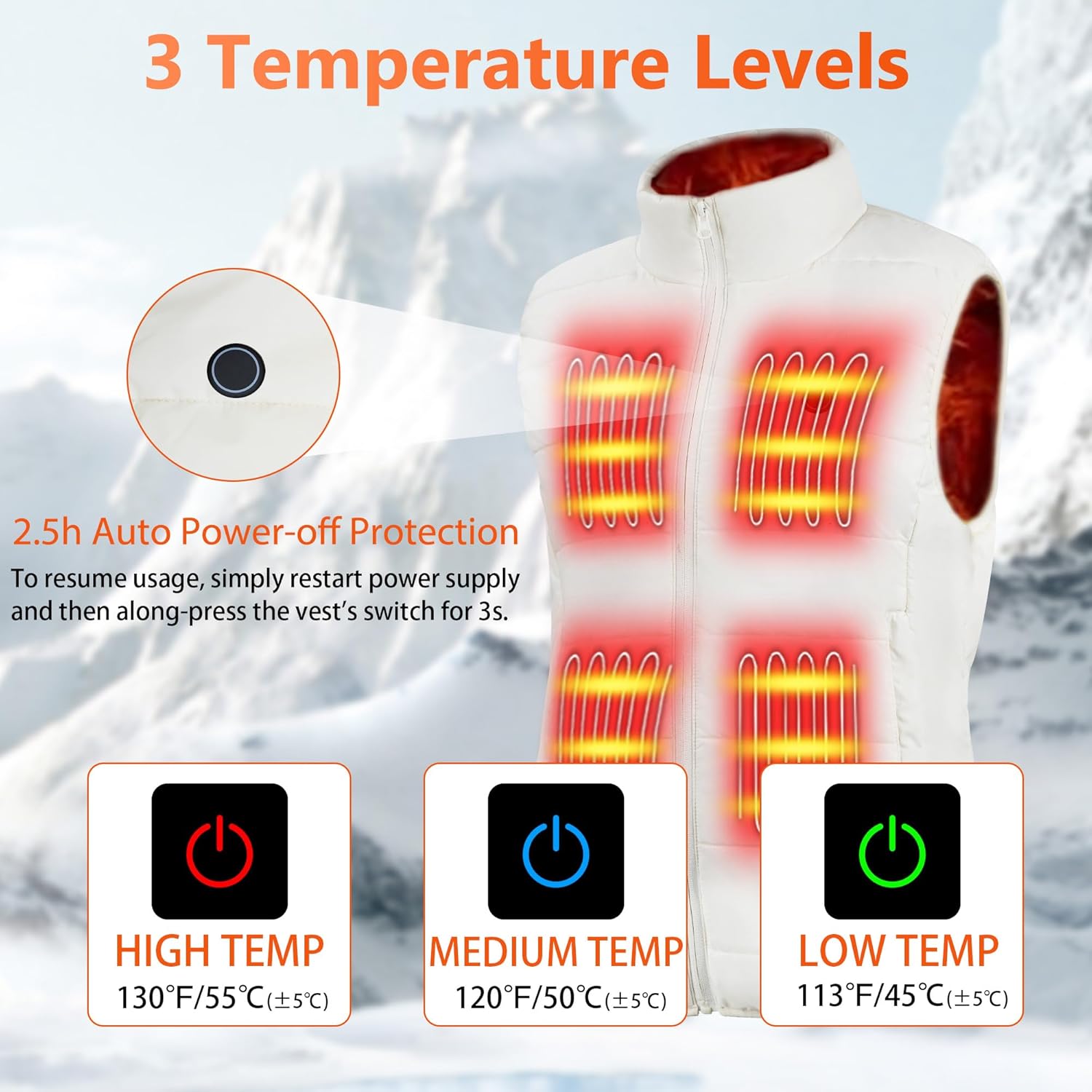 Women Heated Vest with 10000mAh Power Bank - Sleeveless Heating Vest for Women, 8 Fast-Heating Zones - Image 3