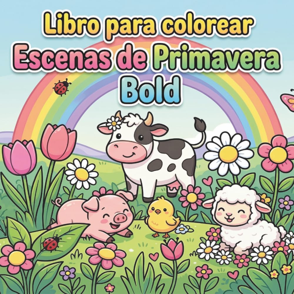 Libro para colorear escenas de primavera – bold: Flores, Jardines, Mariposas y Paisajes de Primavera | Páginas de Colorear con Líneas Gruesas