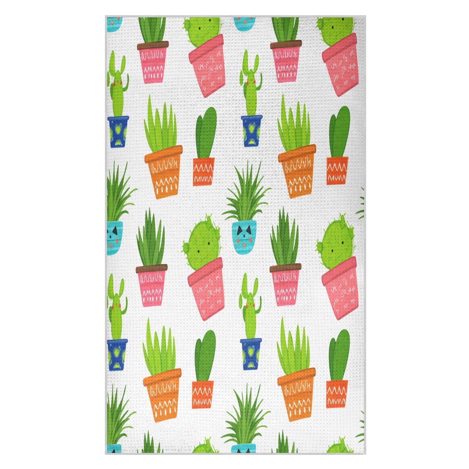 BURSTDDY Cactus Kitchen Towels,Absorbent Dish Towels 2 Pack