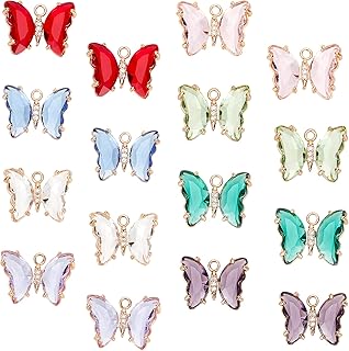 SUNNYCLUE 1 Box 48g Butterfly Crystal Charms 16x20mm Assorted Glass Beads Large Rhinestone Charm Bulk Colorful Butterflies Faceted Gemstone Charms for Jewelry Making Charm DIY Necklace Accessories - Buy now