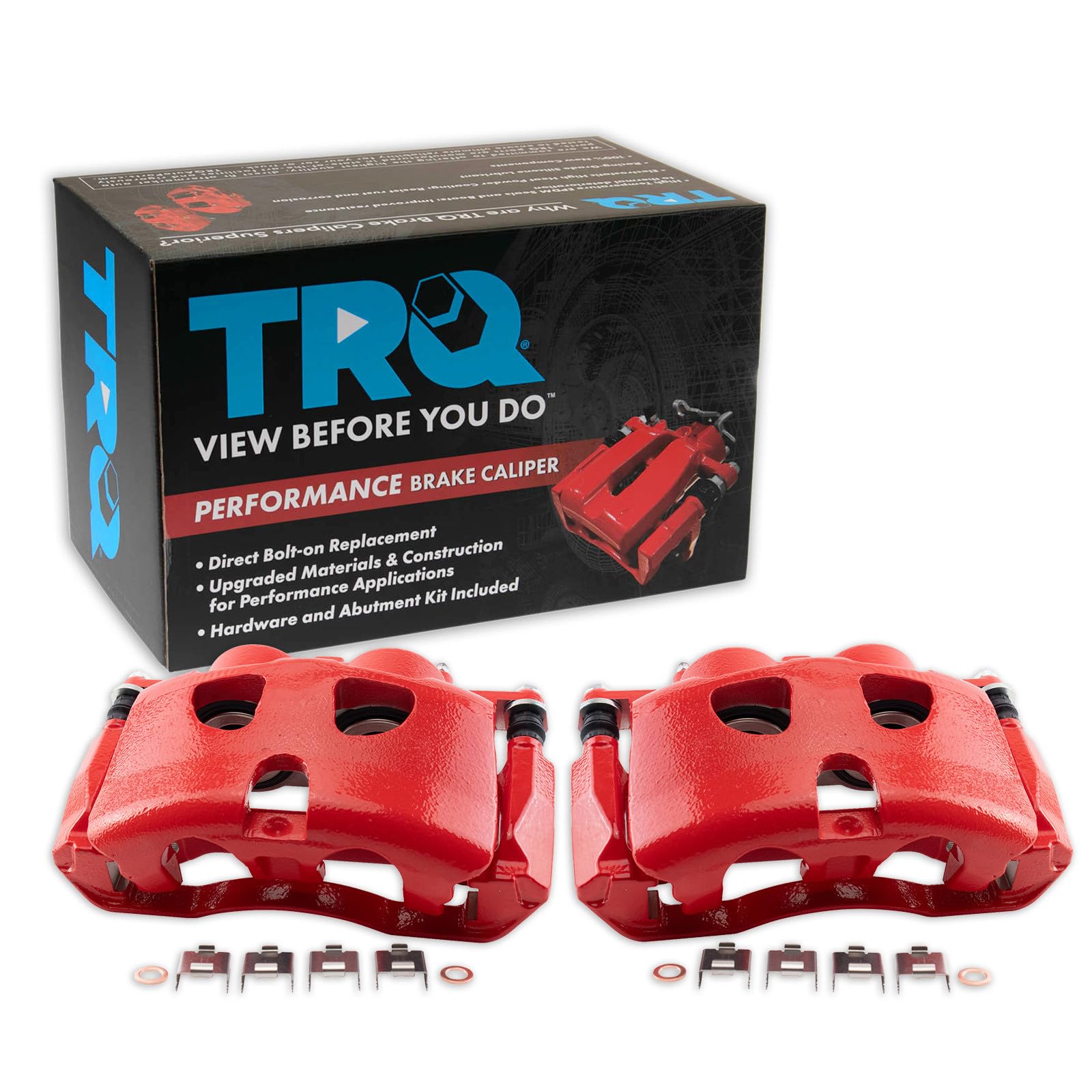 TRQ Performance Front Brake Caliper Set Painted Red Brackets Compatible with 2010-2021 Ford Expedition 2010-2011 F 150 2009-2021 Lincoln Navigator