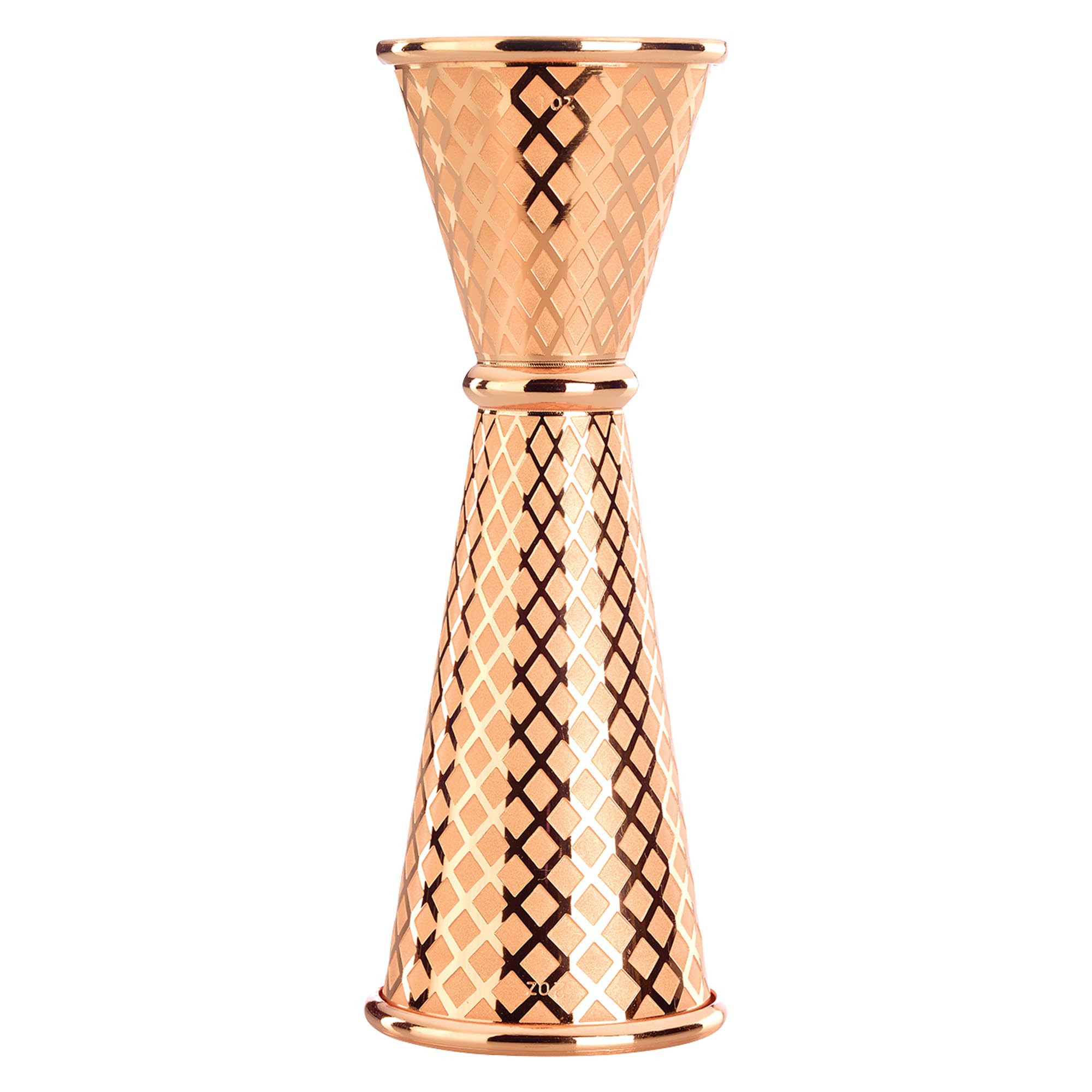 Barfly 1 x 2 oz. Diamond Lattice Etch Japanese Style Jigger, Copper Plated