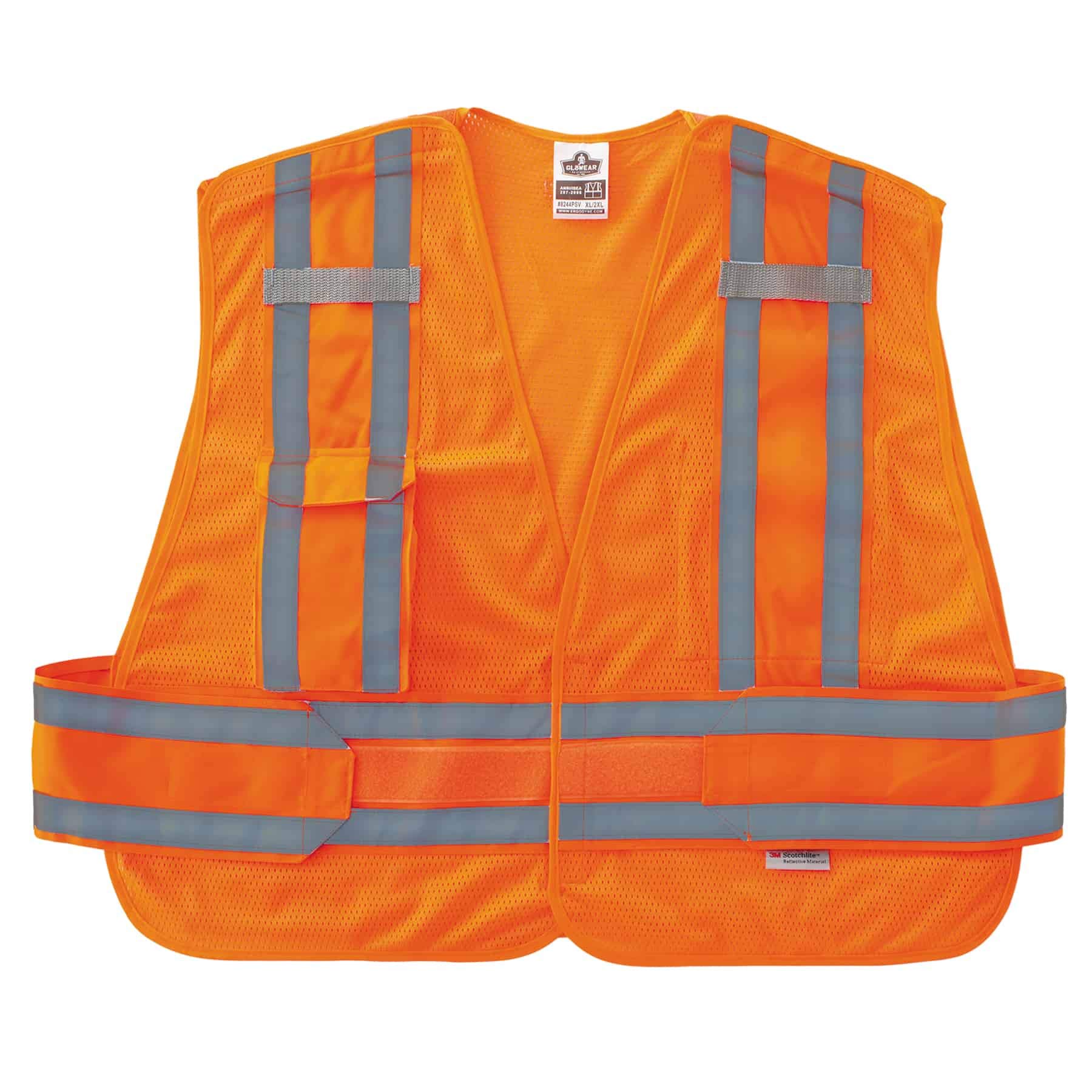 Ergodyne GloWear 8244PSV ANSI High Visibility Orange Expandable Public Safety Vest, X-Large/2X-Large