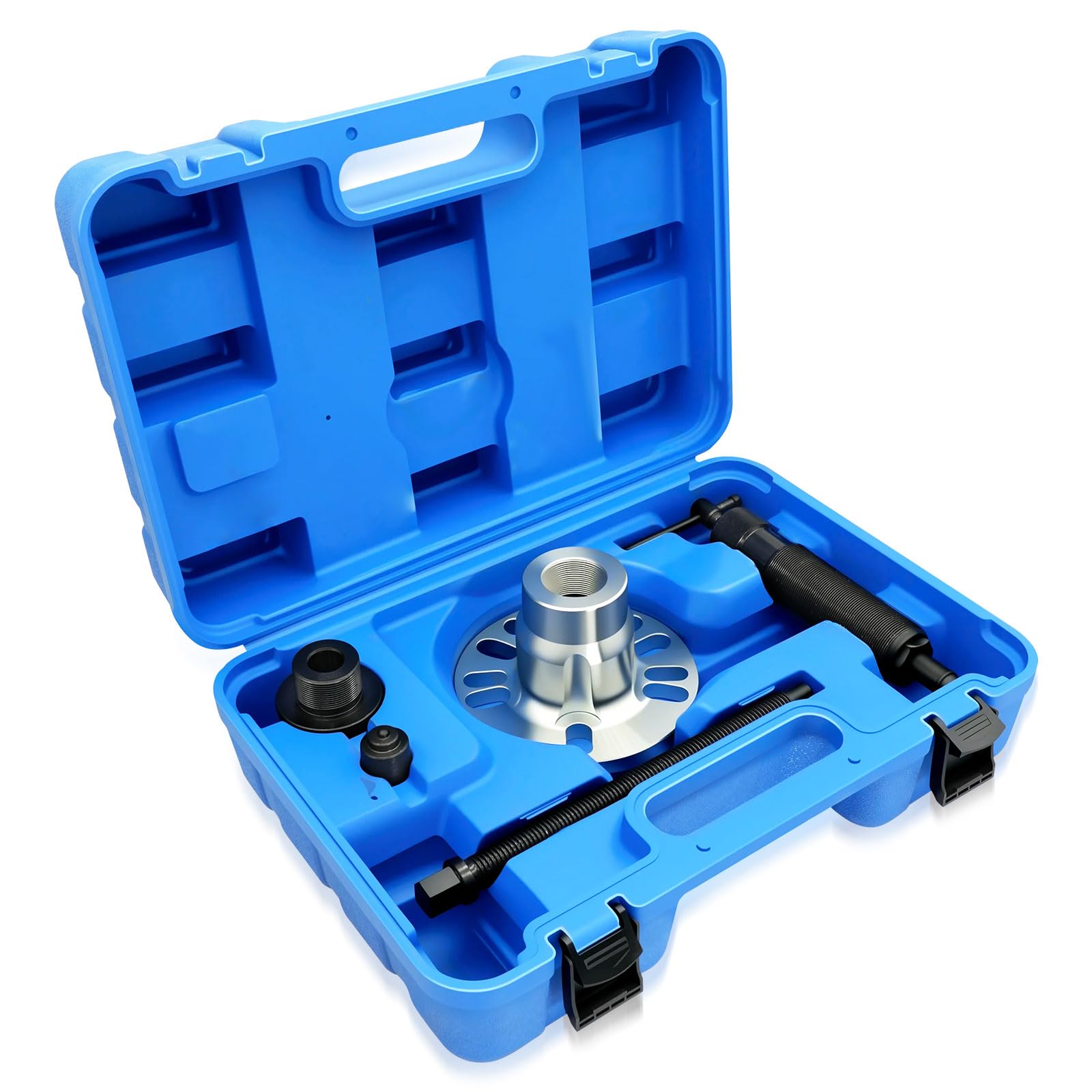 12T Hydraulischer Radnaben Abzieher Profi-Set, Universell für 4/5-Loch Felgen (96-125mm), Antriebswellen Ausdrücker mit manueller Hydraulikpumpe