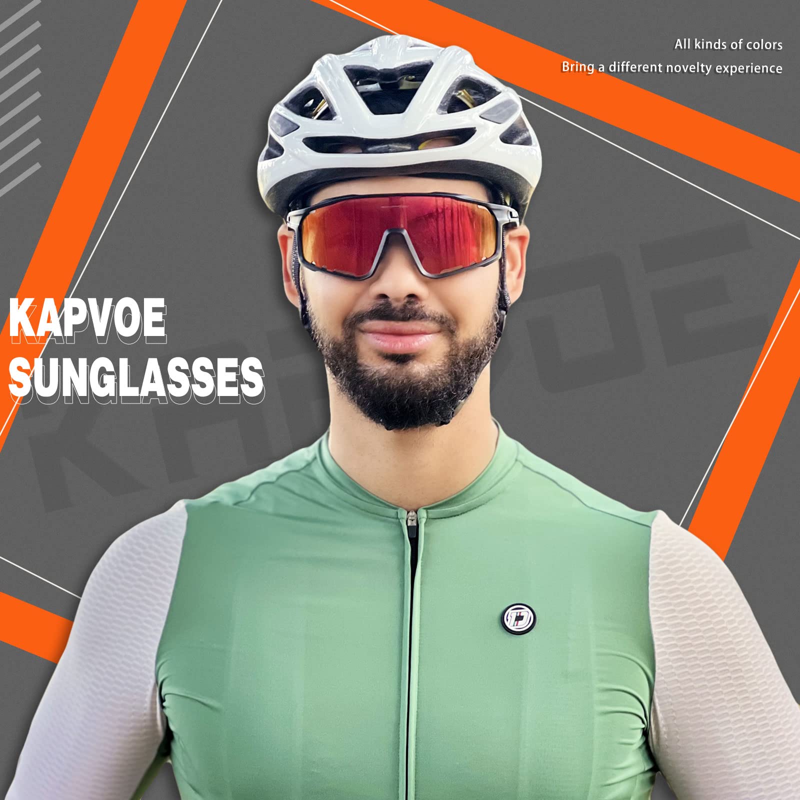 KAPVOE Gafas de Ciclismo Polarizadas Hombre Mujer MTB Bicicleta Montaña con 3 Lentes K76-3L