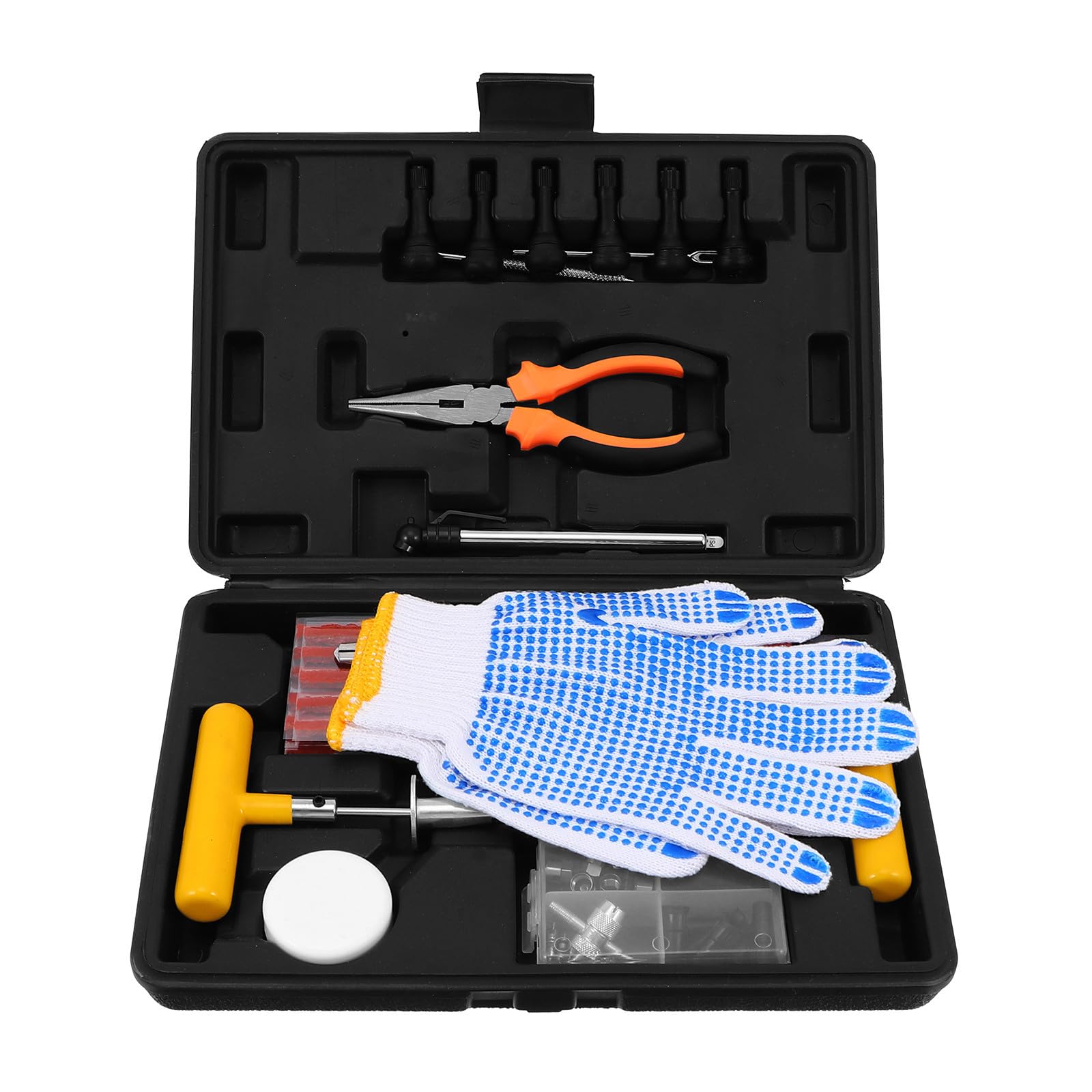 ibasenice Kit de réparation de pneus 100 pièces universel pour voiture et moto en alliage d'aluminium, portable pour réparation urgente de pneu