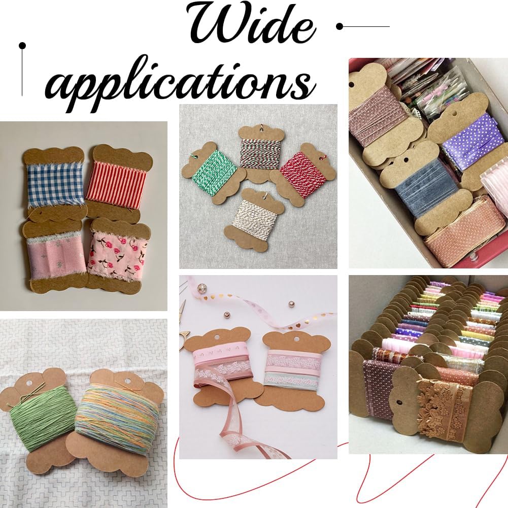SUNNYCLUE 1 Box 80Pcs Cardboard Ribbon Storage Kraft Paper Bobbin 6cm Embroidery Floss Yarn Weaving Organizer Holder Bone Shape Spools for Sewing Cross Stitch Crocheting Needle DIY Supplies Crafting