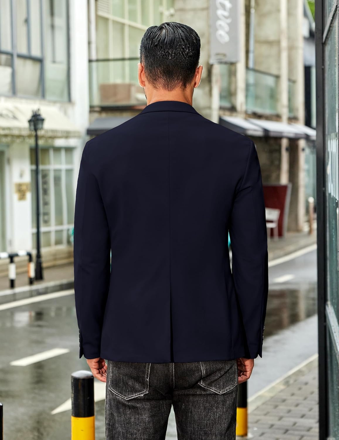 COOFANDY Men's Casual Regular Fit Blazer Jacket Two Button Suit Jackets Lightweight Sport Coat Navy Blue - Image 4