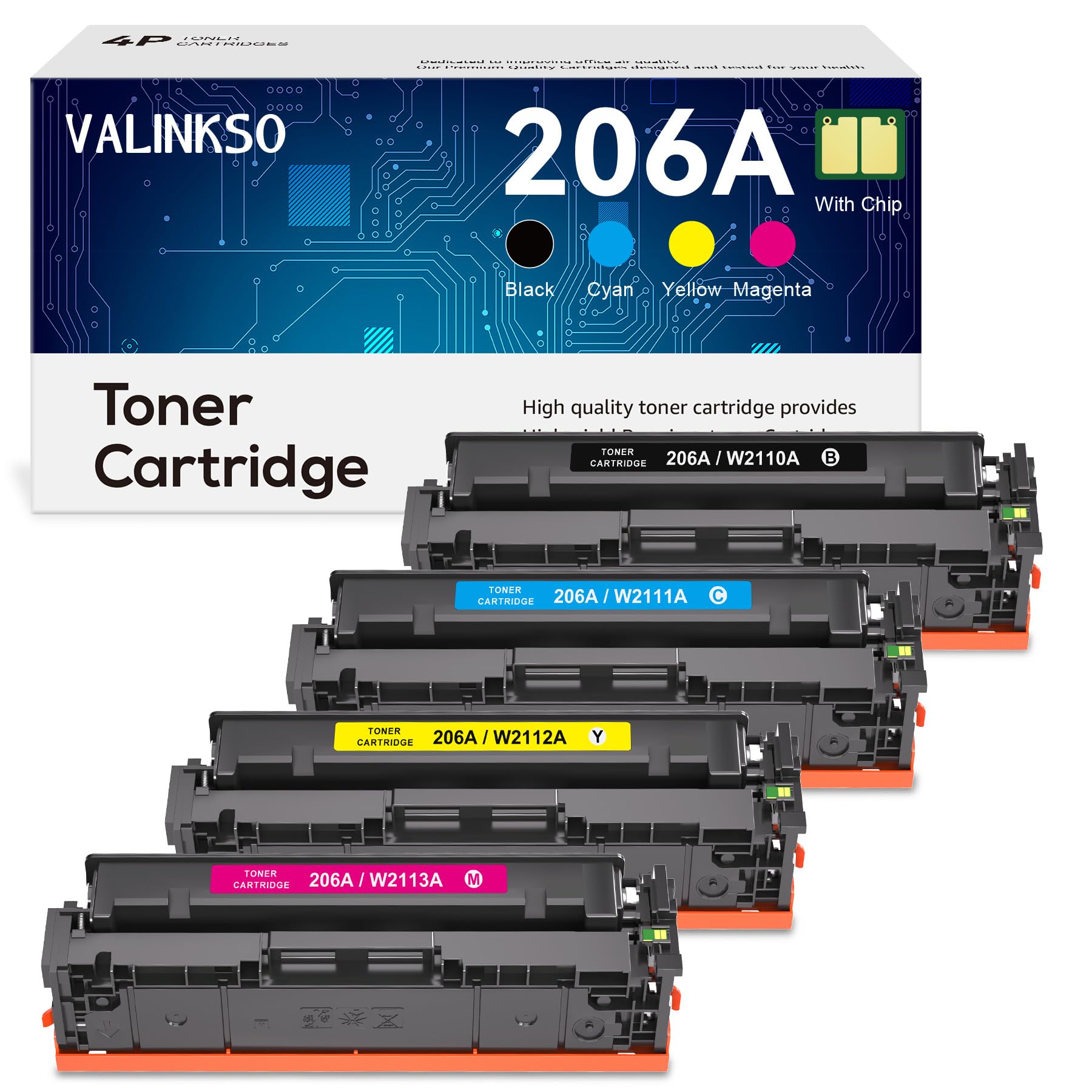 Amazon.com: Valinkso 206A Toner Cartridges 4 Pack (with Chip ...