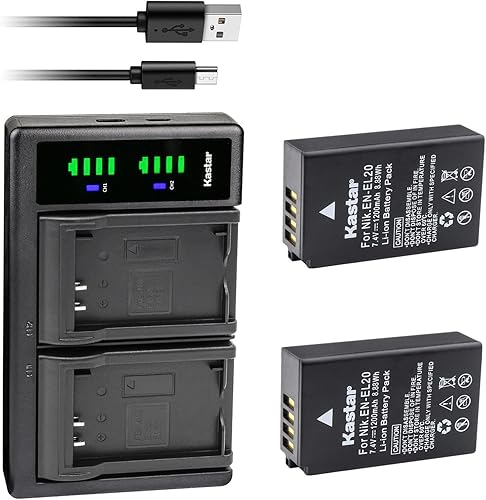 Kastar Paquete de 2 baterías y cargador USB LTD2 de repuesto para cámaras Nikon Coolpix P950, P1000, A, 1 AW1, 1 J1, 1 J2, 1 J3, 1 S1, 1 V3