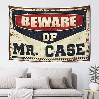 Room Accessories for Teen Boys Beware of Mr. Case Tapestry Tapestry Funny Man Cave Decorations(100X150CM)