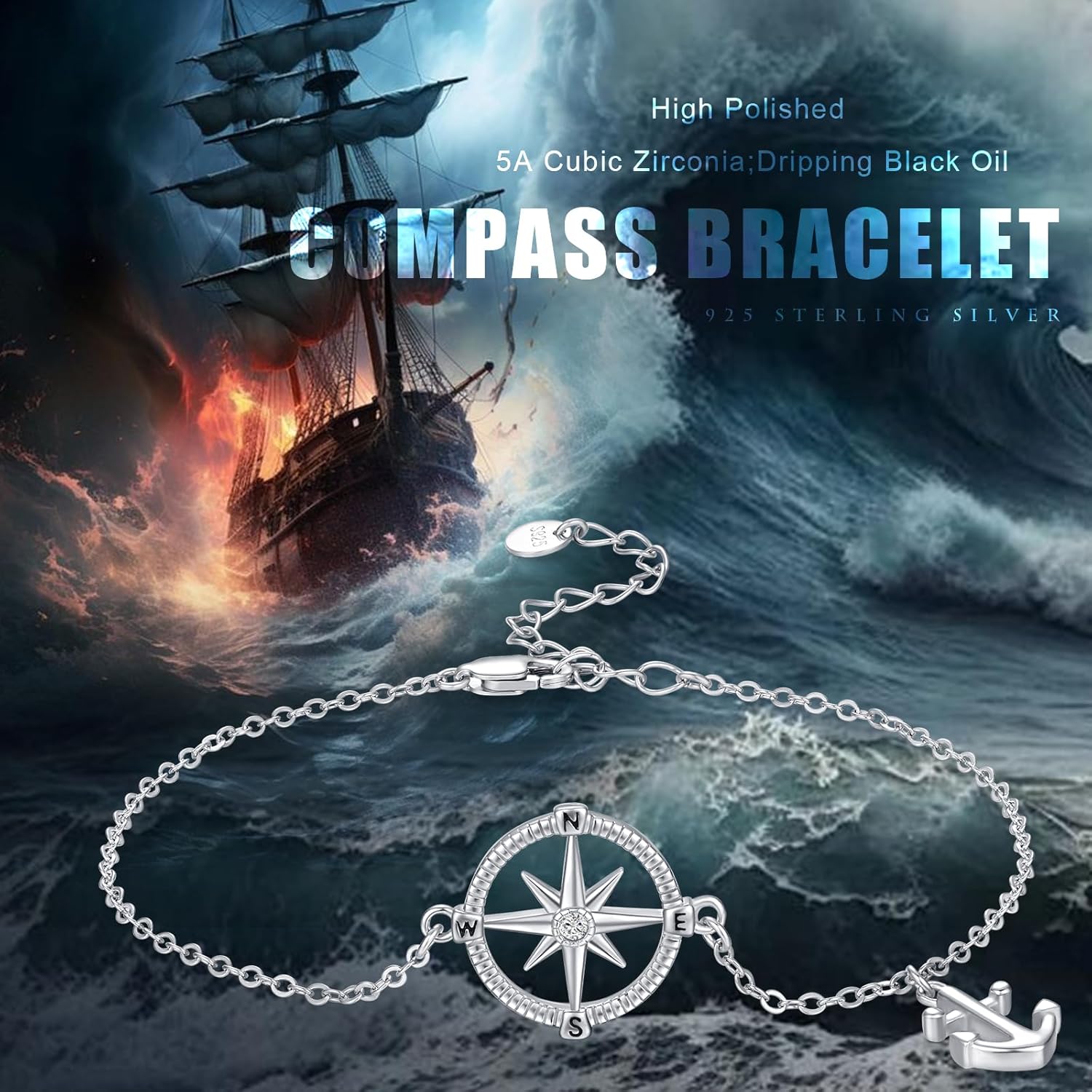 CUOKA MIRACLE Anchor Bracelets 925 Sterling Silver Sailor Bracelet Nautical Jewelry Travel Graduation Inspirational Gifts for Women Friendship Holiday Christmas Birthday