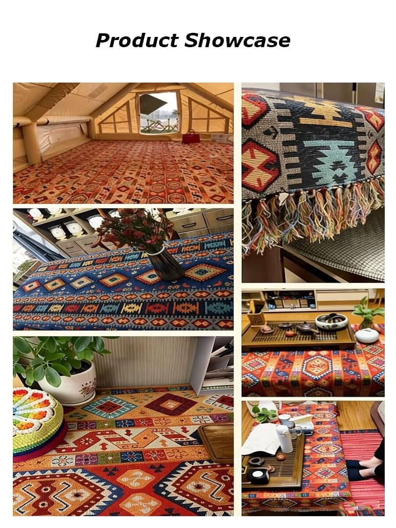 Boho retro kwiatowa tkanina groovy boho gruba ćwierć pikowanie patchworkowa tkanina do szycia na jesień jesień zrób to sam ręcznie robione rękodzieło dekoracja domu (5, 1,5 x 6 m)