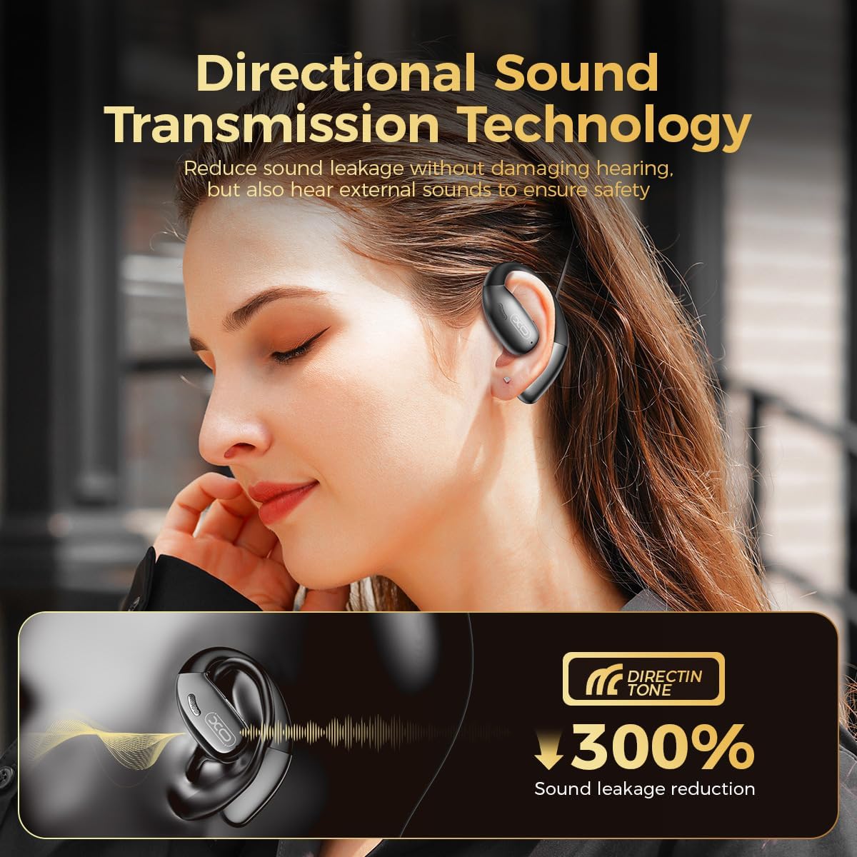 Open Ear Headphones, Bluetooth Headphones 50H Playtime with Noise Canceling Mic Headsets, Wireless Earbuds Lightweight Design Fit Cycling, Running, Workout (Black) image 2